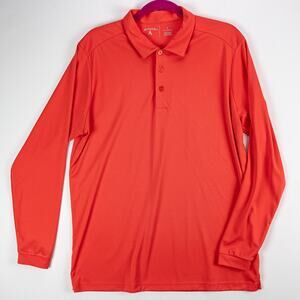 Antigua Men's Long Sleeve Polo 3-Button Pink Large Extra Button Side Vents Golf
